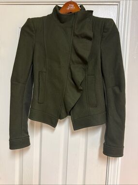 BCBG Max Azria olive green military-style jacket